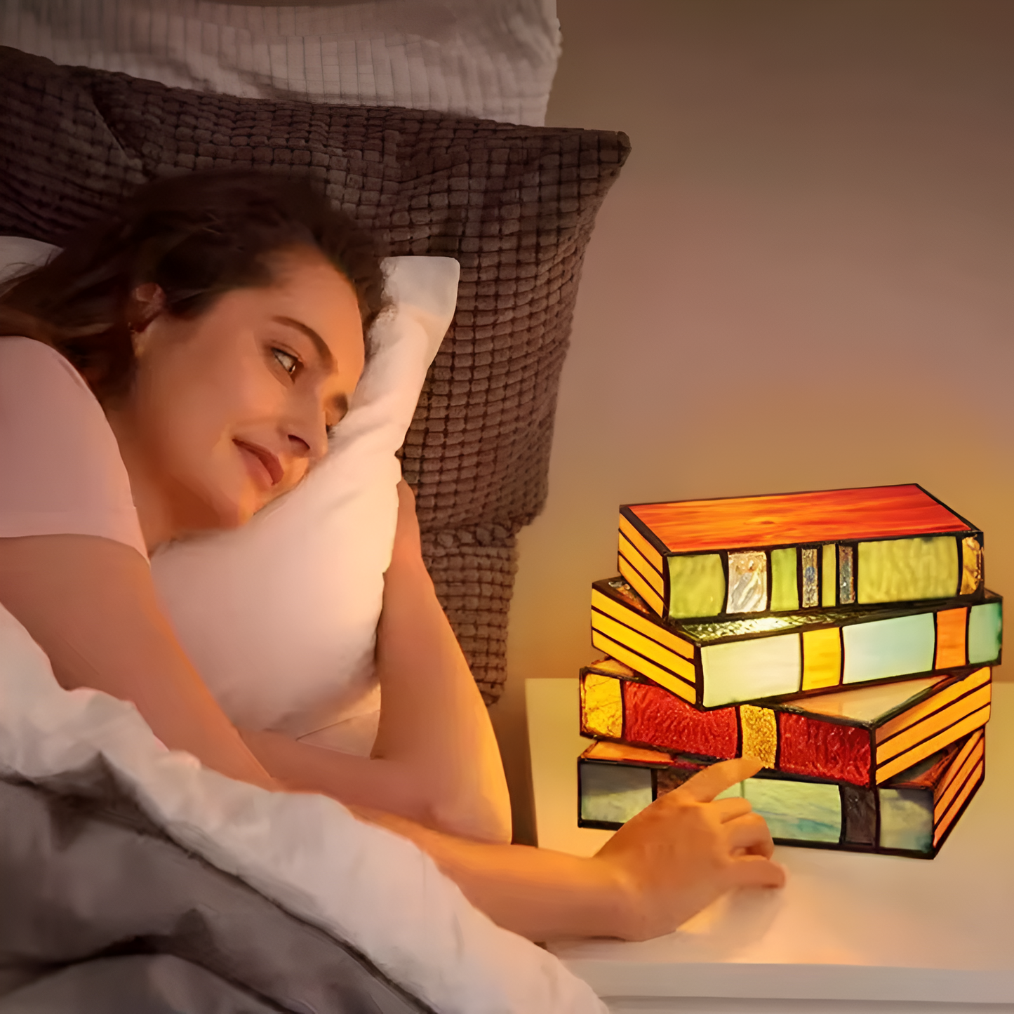 BookGlow – Stacked Books Mosaic Table Lamp