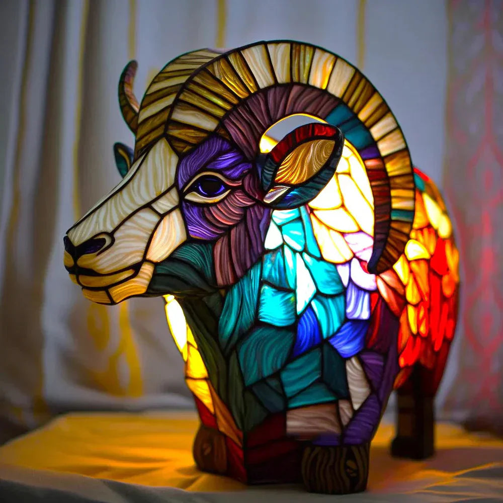 MosaicGlow – Artistic Stained Glass Animal Table Lamp