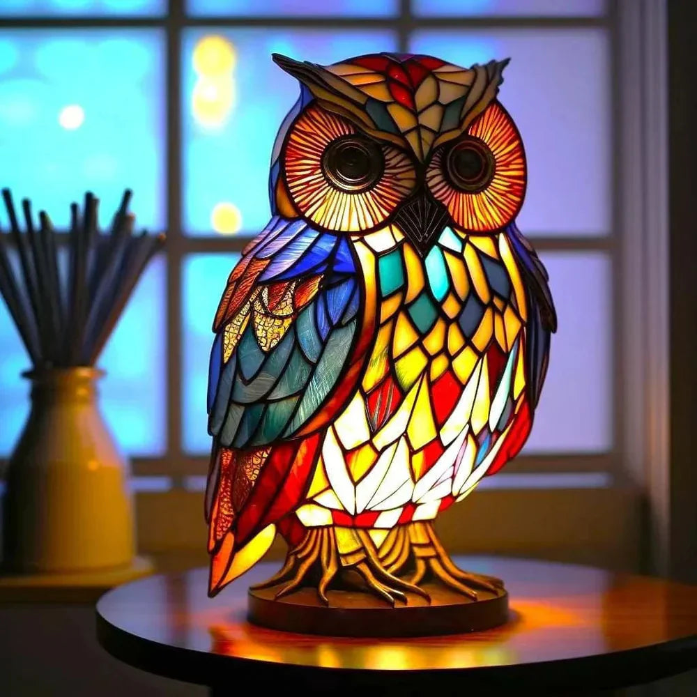 MosaicGlow – Artistic Stained Glass Animal Table Lamp