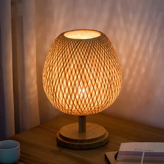BambooGlow – Handwoven Rattan Table Lamp
