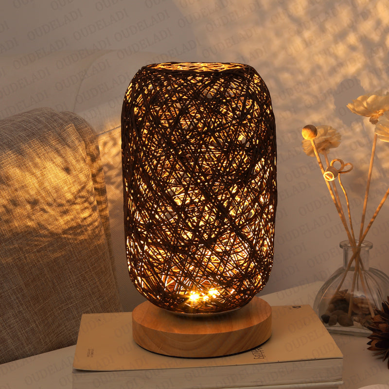 RayaGlow – Handcrafted Rattan Table Lamp