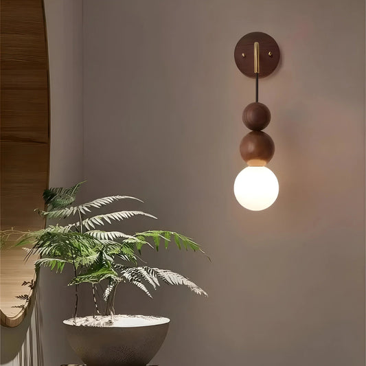 GlowHaven – Walnut & Brass Accent Wall Light 0