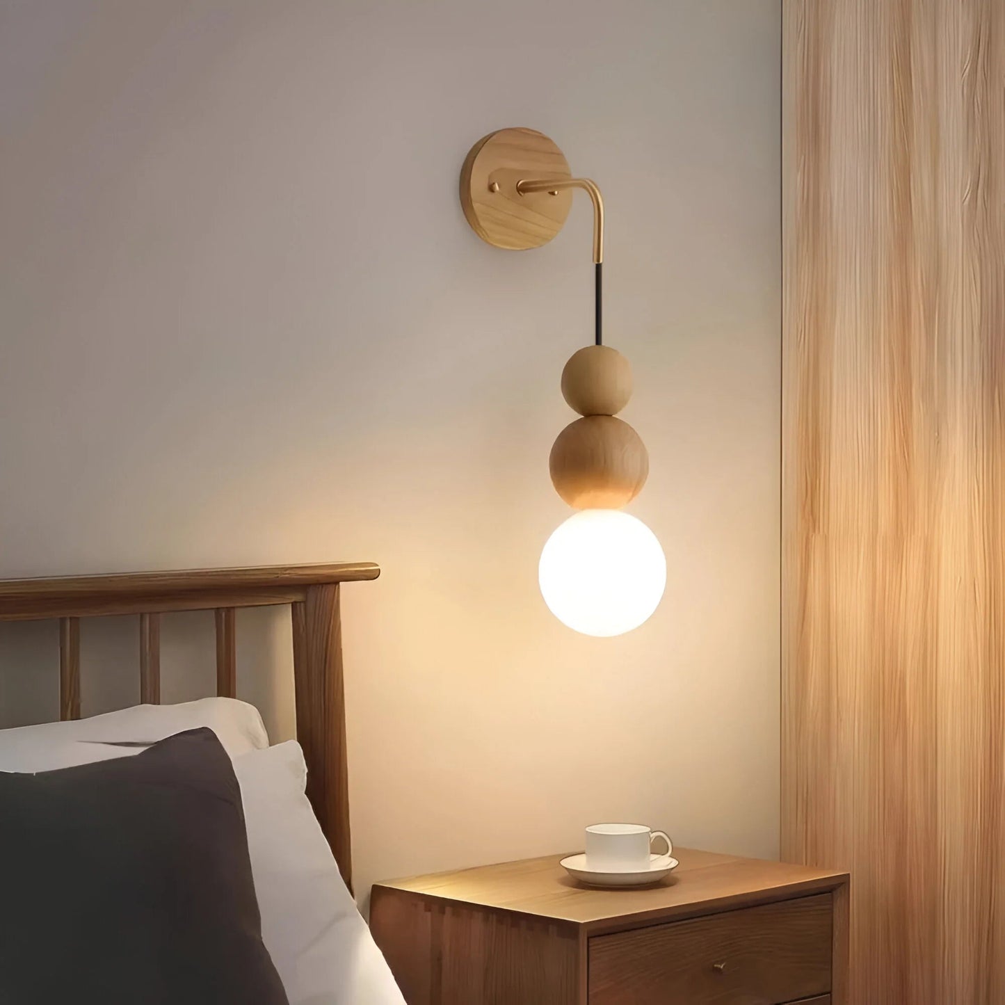 GlowHaven – Walnut & Brass Accent Wall Light 1