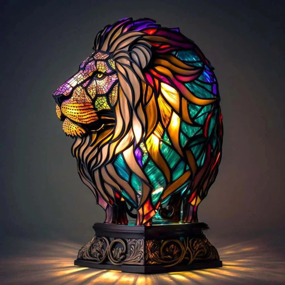 MosaicGlow – Artistic Stained Glass Animal Table Lamp